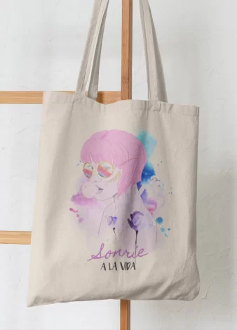 Bolso tote bag Sonríe a la vida