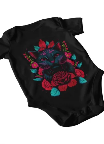 Body bebé GATO con Flores