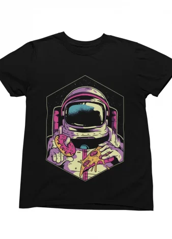 Camiseta Astronauta con donuts y pizza