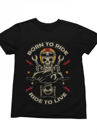 Camiseta para moteros Born to Ride, Ride to Live