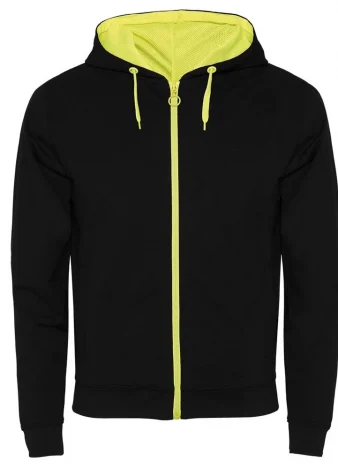 Sudadera bicolor con cremallera y capucha