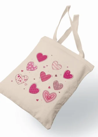 Bolso orgánico con estampación de Corazones