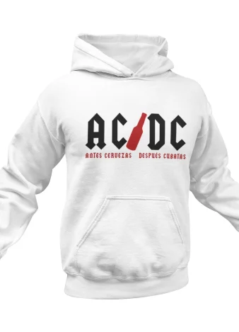 Sudadera ACDC Antes Cervezas después Cubatas – Blanca