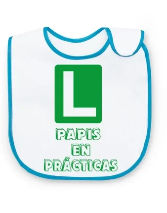 Babero Papis en prácticas – Babero Borde Azul
