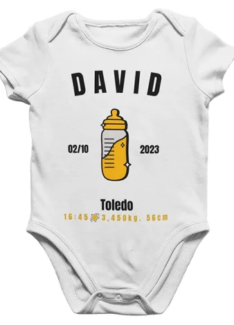 Body bebé Personalizable nombre, peso, altura…