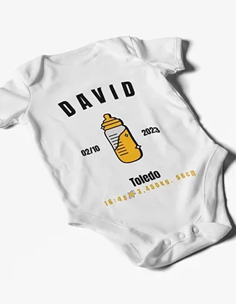 Body bebé Personalizable nombre, peso, altura…