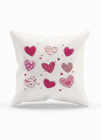 Cojín estampación de corazones