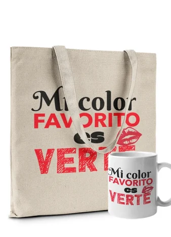 Tote Mi color favorito es verte – Pack Taza + Bolso