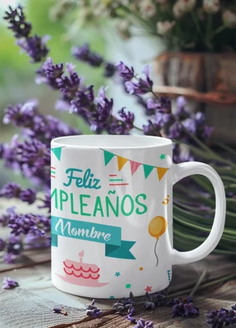 Taza Feliz Cumpleaños personalizable