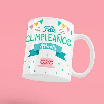 Taza Feliz Cumpleaños personalizable