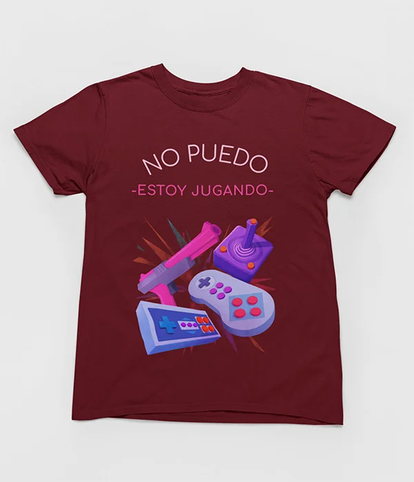 camiseta-no-puedo-estoy-jugando-gamer-friki-granate