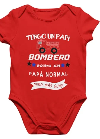 Body rojo para bebé Papi Bombero