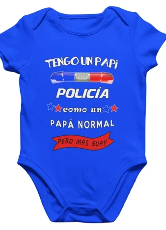 Body para bebé azul Papi policía