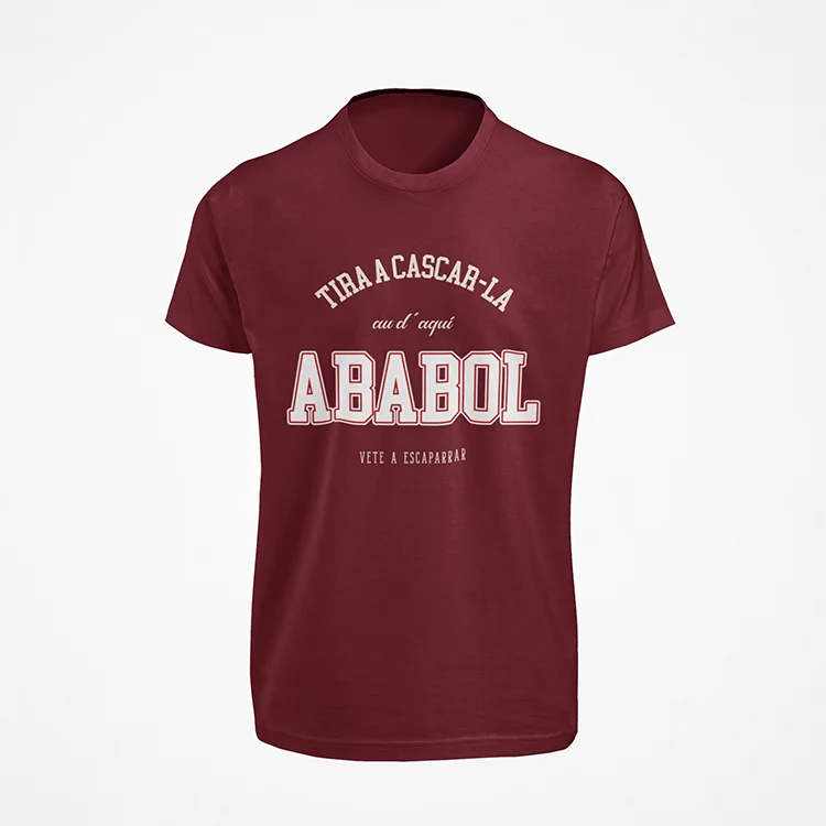Camiseta-ababol-tira-a-cascarla-granate