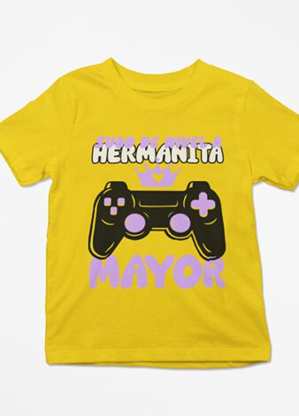 Camiseta Subo de nivel a hermanita mayor – Amarillo