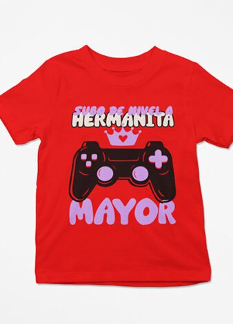 Camiseta Subo de nivel a hermanita mayor – Roja