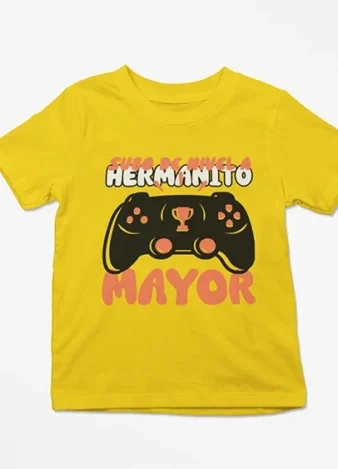 Camiseta subo de nivel a hermanito mayor – Amarillo